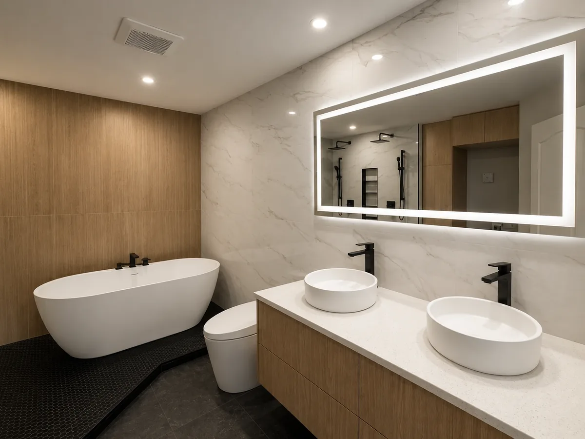 Salle de bain rénovée par ESPACE+